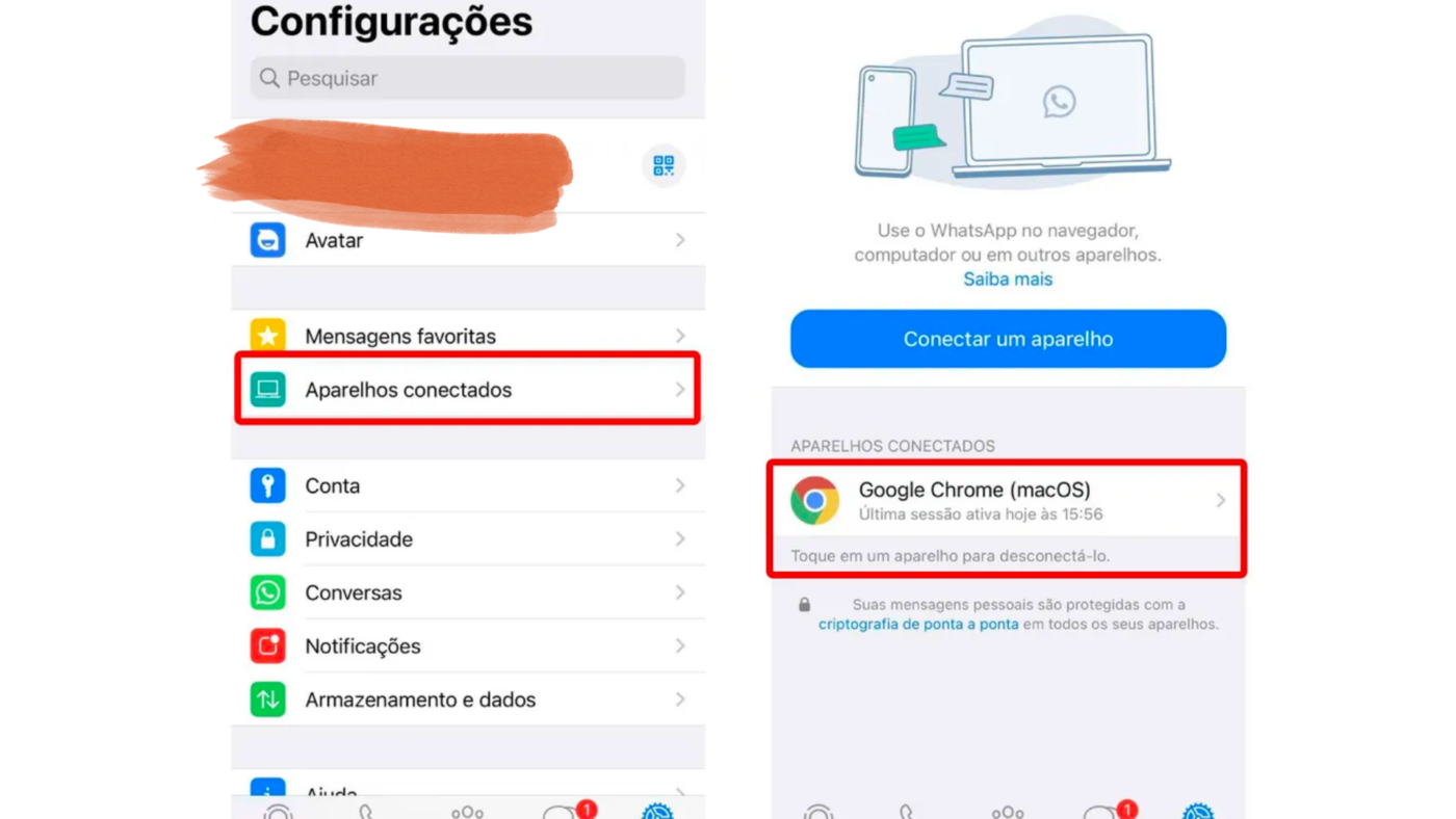 Desconectar dispositivos do WhatsApp