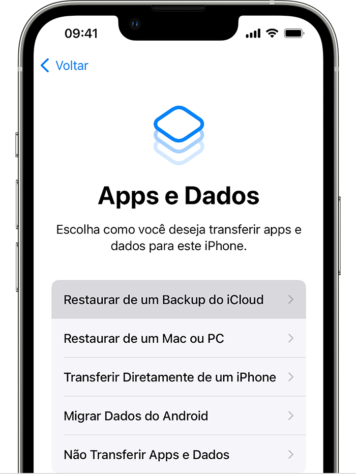 Restaurar o dispositivo usando um backup do iCloud