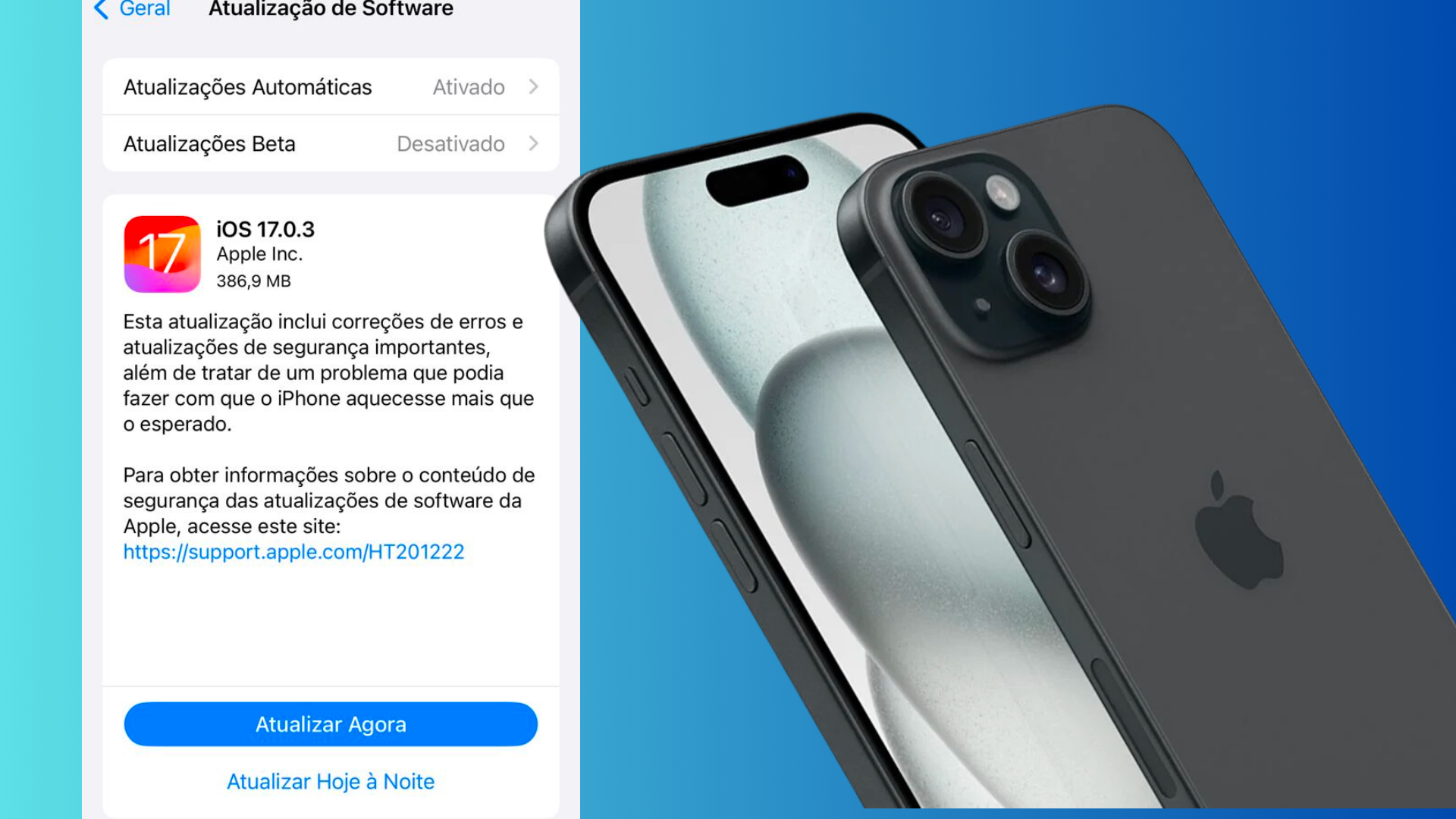 Apple libera atualização iOS 17.0.3 para iPhone