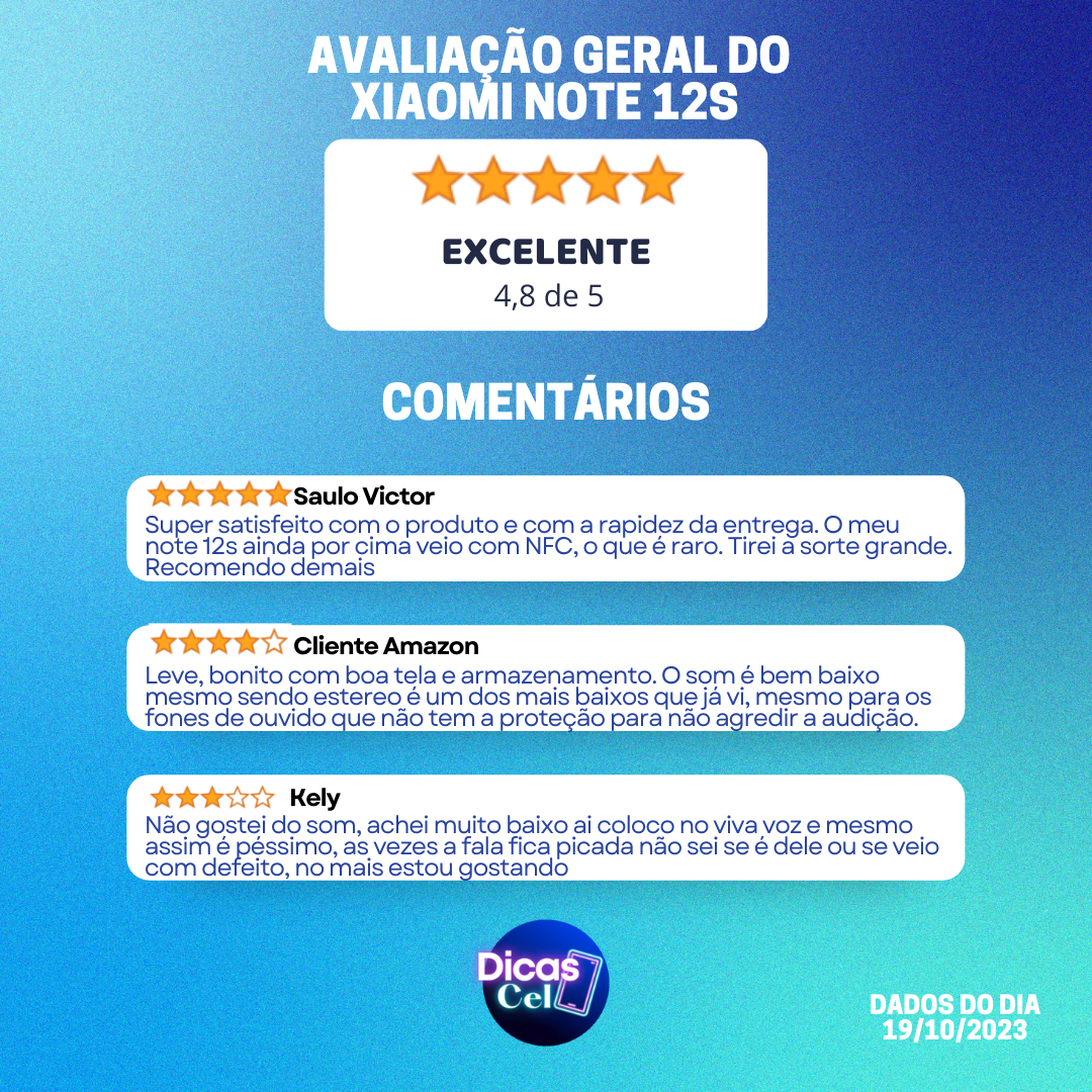 Avaliação Geral do Xiaomi Note 12S Amazon